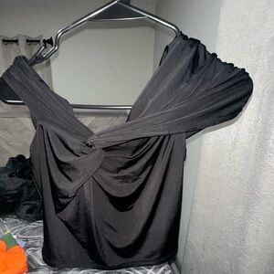 Body contour draped crop top